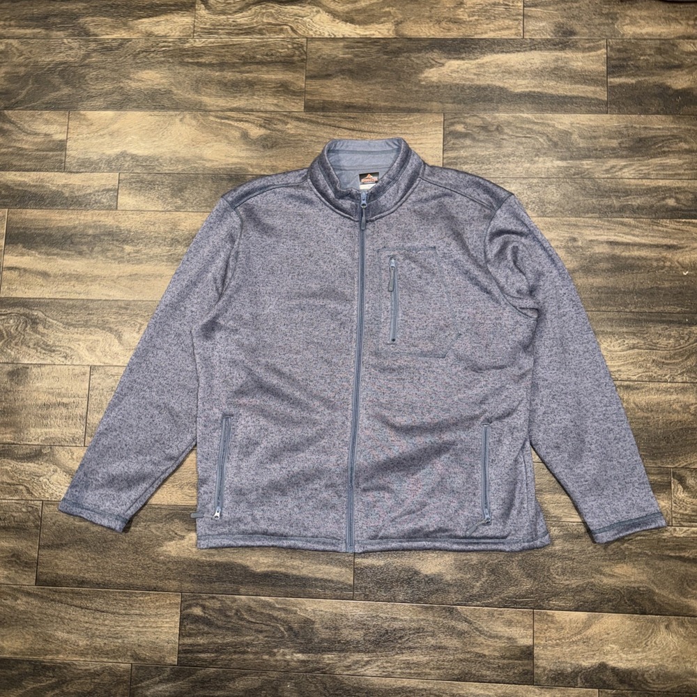 Ridgecut Toughwear Men's XL Full-Zip Fleece Jacket Outdoor Stand-Up Collar Blue